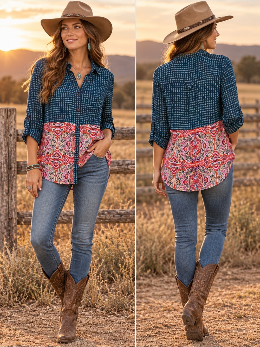 Tolani 100% Silk Mixed Print Paisley Tunic Blouse
Size S PTP 20”